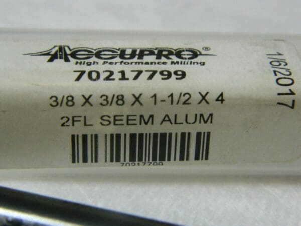 Accupro SC Sq End Mill 3/8" 1-1/2" LOC 3/8" Shank Diam 4" OAL 2 FL 70217799