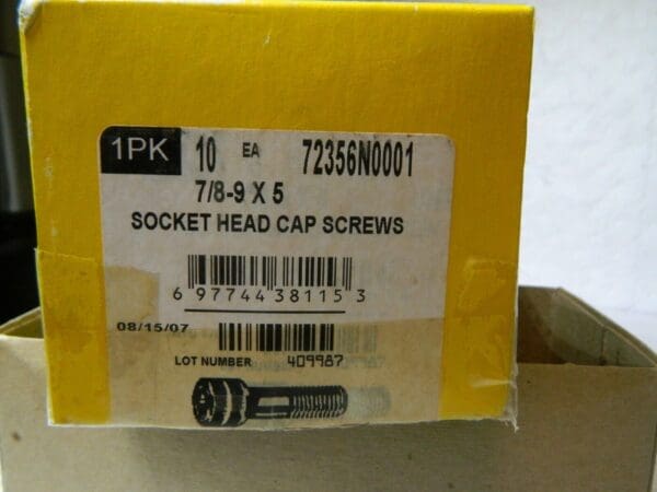 Holo-Krome 7/8-9 UNC Hex Socket Cap Screw Qty 10 72356