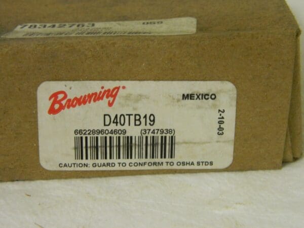 Browning D40tb19 2 Strand Taper Bore 19 Teeth Roller Chain Sprocket