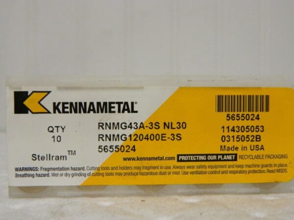 Kennametal RNMG43 3S Grade NL30 QTY 7 5655024