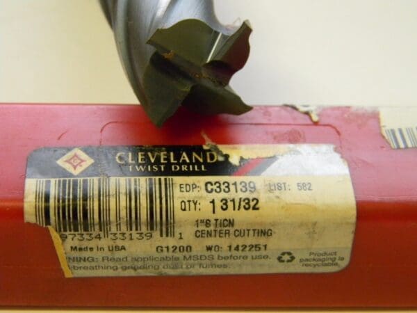 Cleveland Twist Drill HSS Double End Square End Mill 31/32" TiCN C33139