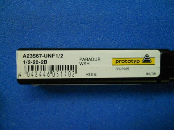 Prototyp Spiral Tap 1/2"-20 -2B UNF 3FL HSS Uncoated QTY 2 A23567-UNF1/2