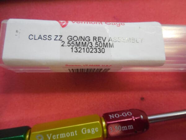 Vermont Gage Class ZZ Go/No Go 2.55 mm - 3.50 mm QTY 2 132102330