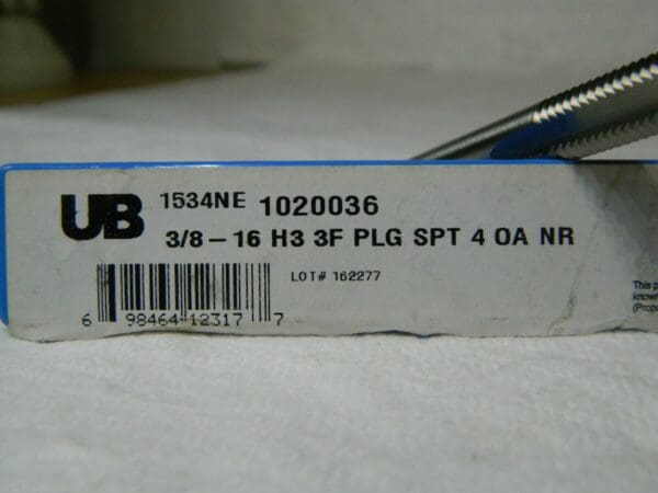 UB HSS Spiral Point Extension Tap 3/8-16 UNC 3 Flute H3 1020036