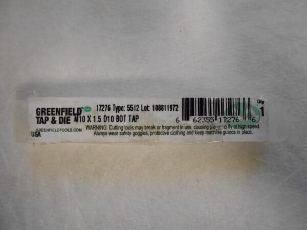 Greenfield M10x1.50 Metric Coarse Bottoming Thread Forming Tap QTY 3 17276