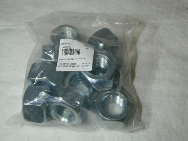 Heavy Hex Nut 1-1/4 - 7 UNC Steel Right Hand Qty 10 45284726