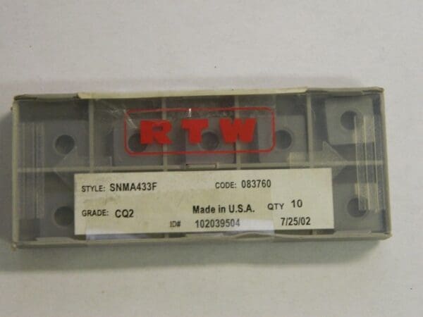 RTW Carbide Inserts SNMA433F CQ2 Qty. 10 USA #083760