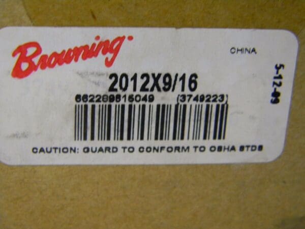 Browning Sprocket Bushing 9/16" Bore Tapered Lock #2012X9/16