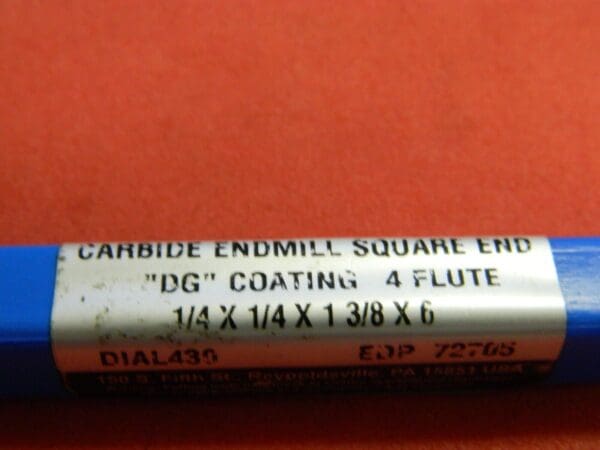 Niagara SQ End Mill 1/4 X 1/4 X 1 3/8 X 6 4 Fl Carbide DMND CTD