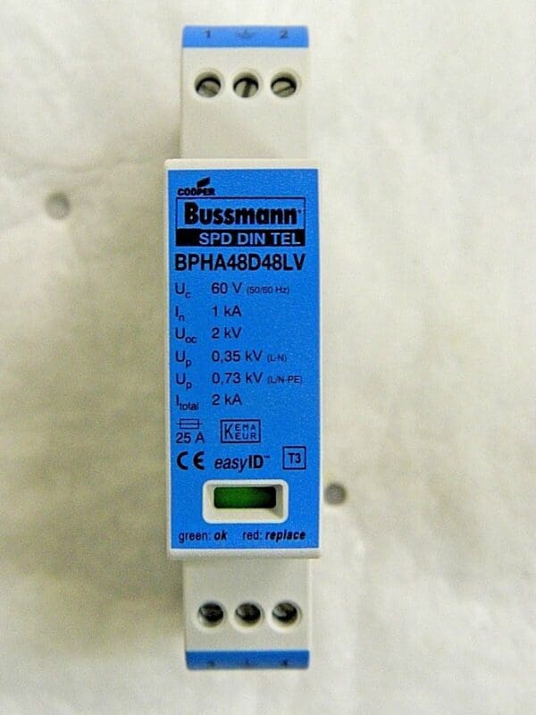 Cooper Bussmann 1 Phase Surge Protection Device 60 VAC/VDC 2P BSPH2A48D48LVR