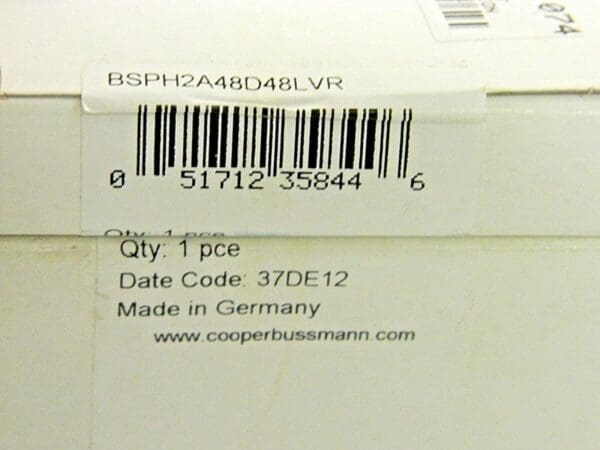 Cooper Bussmann 1 Phase Surge Protection Device 60 VAC/VDC 2P BSPH2A48D48LVR