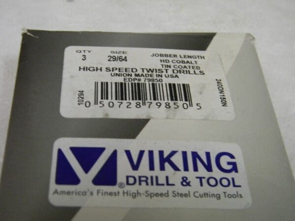 Viking Drill & Tool Cobalt TIN Jobber Lgth Drill 29/6” 135º Qty. 3 79850