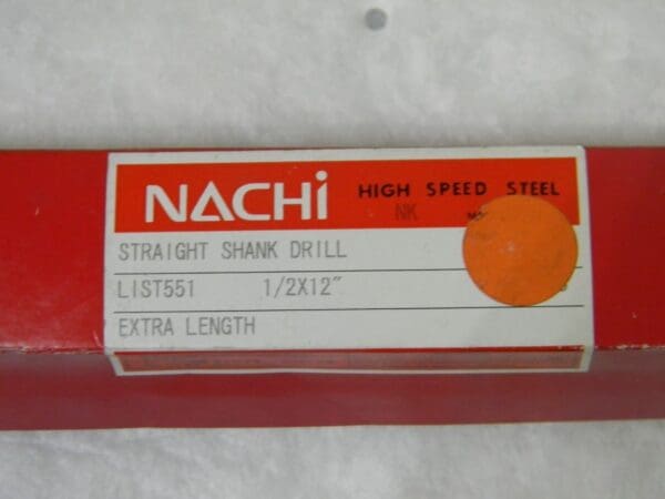 Nachi HSS XL Parabolic Drill 1/2” Dia Straight Shank 12” OAL 9" Fl Lgt 1054936