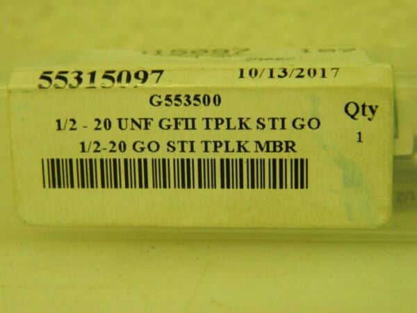 GF Gage Plug Thread Insert Go Gage 1/2-20 Thread H050020GK