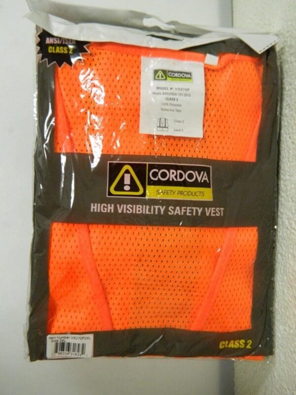 Cordova Orange Mesh Surveyor Vest Silver Stripes Zipper 6 Pack Size XXL VS270P