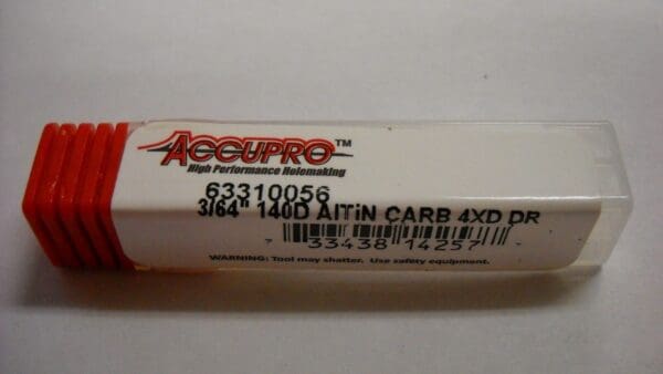 Accupro #63310056 3/64" x 1-1/2" 140° AlTiN Coated Solid Carbide End Mill