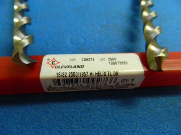 Cleveland 15/32" HSS Uncoated Hi Helix Single Spiral Taper Length Drill C09276