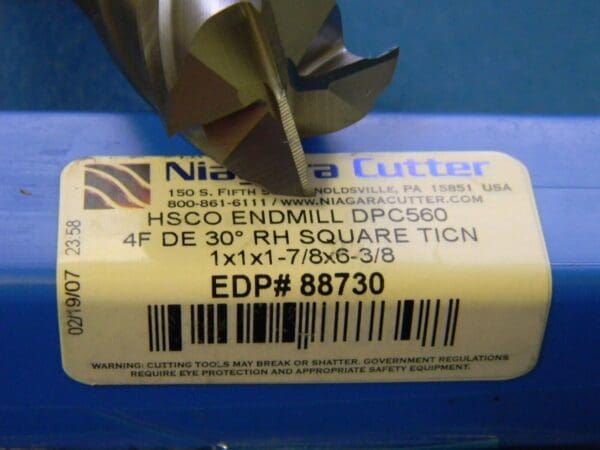 Niagara Cutter 1" x 1" x 1-7/8" x 6-3/8" 4F HSCO TiCN Double End Mill USA N88730