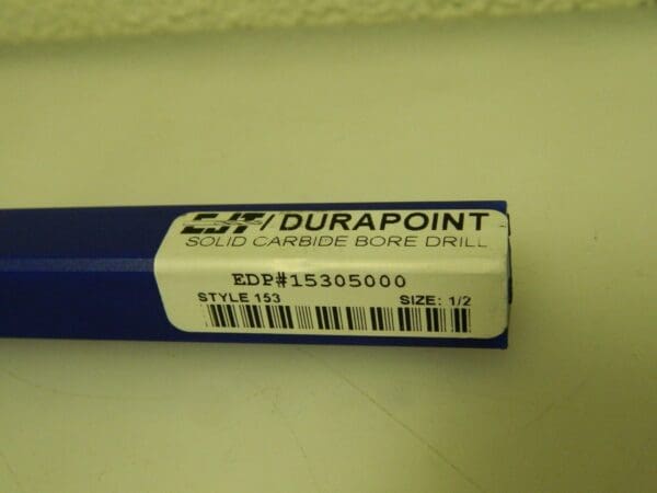 Durapoint Short Carbide Bore Drill 1/2" 135° Straight Flute 15305000