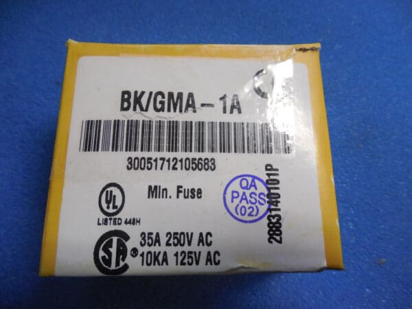 Cooper Bussmann BK/GMA-1A 30051712105683 Fuse 1A 250V Fast Glass GMA, QTY 100