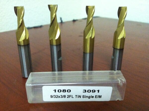 Interstate #1080-3091 9/32" x 9/16" HSS 2FL TiN Square Center Cutting End Mill