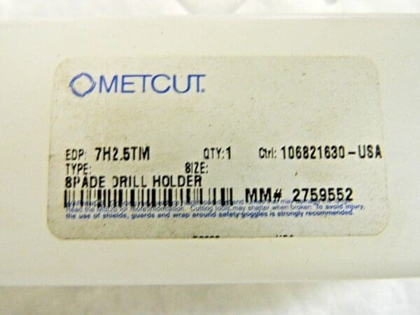 Metcut Morse Taper Shank Spade Blade Holder 1.1870" Drill Dia 7H2.5TM