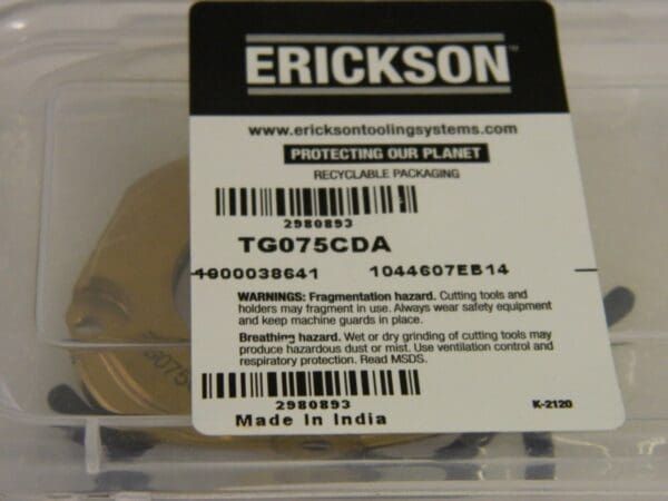 Erickson TG/PG 75 Coolant Disk Cap Assembly TG075CD