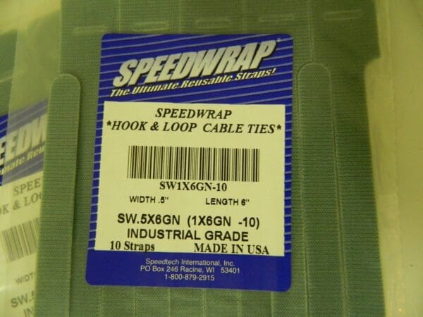 SpeedTech Hook/Loop Strap 40 Pack 6" Long 1/2" Wide 1-1/4 Bundle Dia SW1X6GN-10