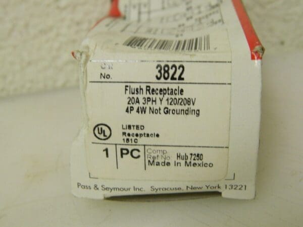 Pass & Seymour Flush Receptacle 2 Pack Ungrounded 120/208 VAC 20 Amp 3822