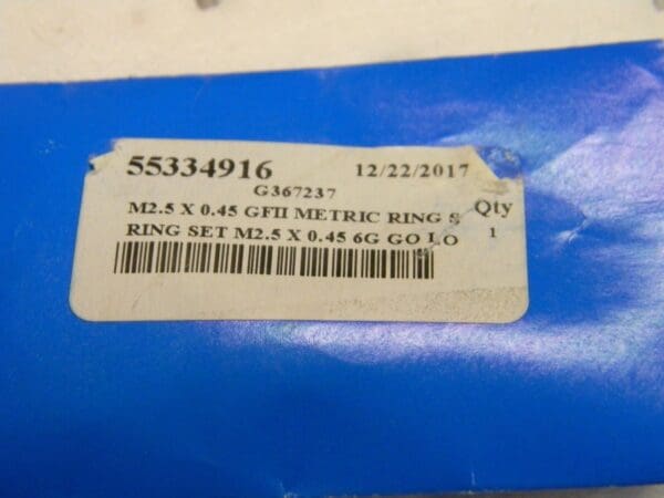 GF Gage Double Ended Ring Thread Go No Go Gage Class 6G 55334916