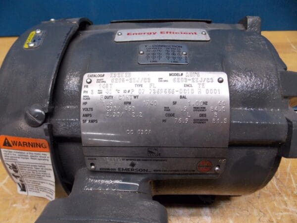 Emerson Industrial Electric Motor 1.5 HP 1740 RPM 230/460 Volts Model #AB95