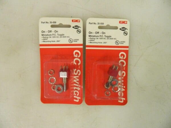 GC Miniature Toggle Switch 2 Pack GC/Waldom DPDT On-Off-On Sequence 35-059