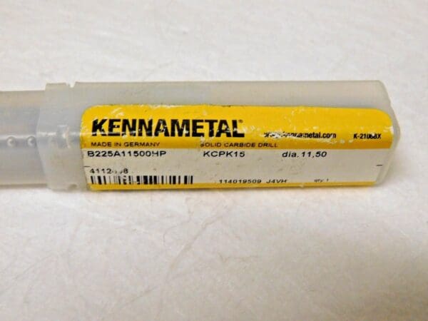 Kennametal Carbide Jobber Drill 11.5mm 118mm OAL 135° B225A11500HP 4112498