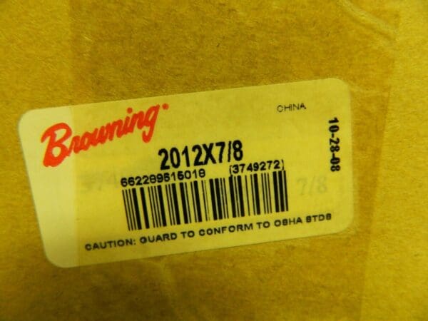 Browning Tapered Lock Sprocket Bushing 7/8" Bore 7/16 x 7/8 Thread 3749272