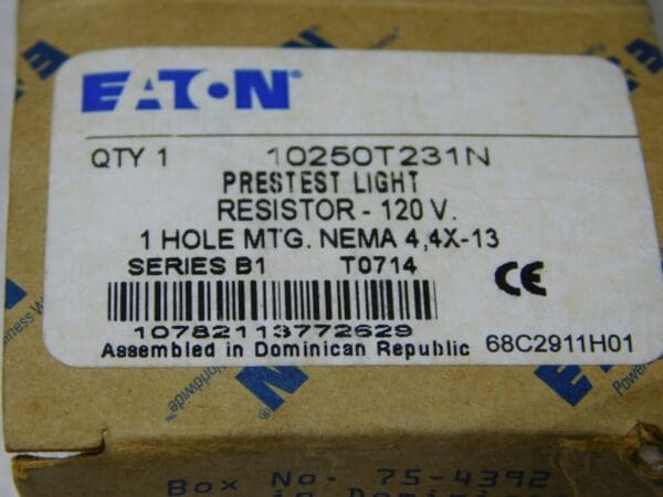 Eaton Press To Test Incandescent Indicating Light 120 VAC/VAC 10250T231N E34