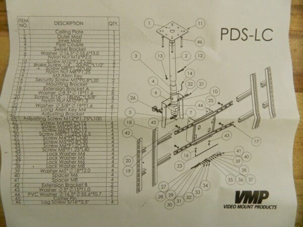 Video Mount Steel Flat Panel Ceiling Mount For 42 to 70" Plasma Monitor PDS-LCB