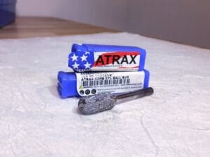 Atrax Taper Head Double Cut Ball Burr 1/2” Cut Dia 1/4” Shank Dia Qty-2 85285021