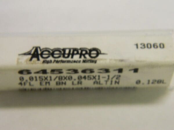 Accupro Ball End Mill 0.0150" x 0.0450" 4FL Solid Carbide 64536311