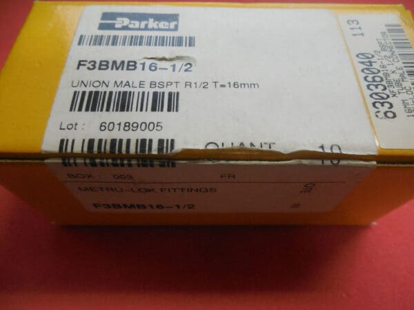 Parker Metru-Lok Brass Male Connector 1/2 NPT 16mm OD 40mm L Qty-10 F3BMB16-1/2