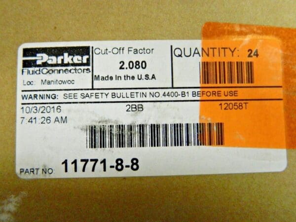 Parker Parkrimp Perm SAE Code 61 Flange Head 45° Elbow Series QTY 2 71 11771‑8‑8