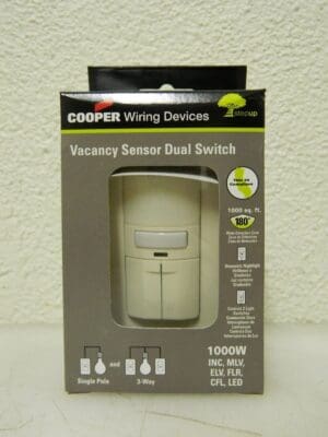 Cooper Infrared Vacancy Sensor Dual Switch 1,000 Sq. Ft. Coverage VS310R-LA