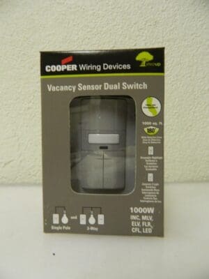 Cooper Wiring Infrared Vacancy Sensor Dual Switch 1,000 Sq. Ft. Cover VS310R-GY