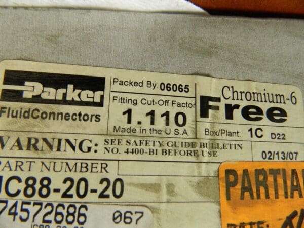 Parker Hydraulic Hose Female Seal-Lok Swivel 1-11/16-12 SAE Steel JC88-20-20