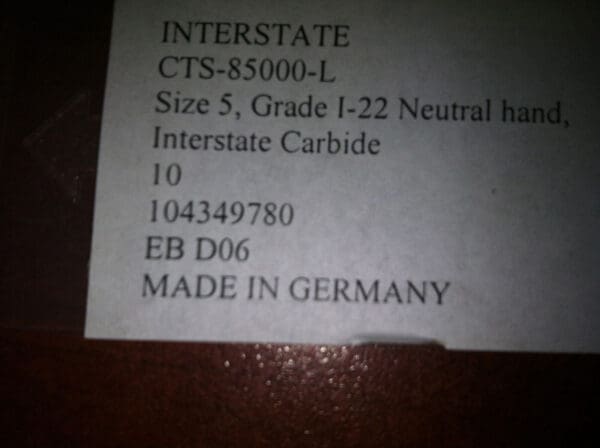 Interstate Size 5 Grade 1-22 Neutral Hand Carbide Cut-Off Inserts #CTS-85000-L