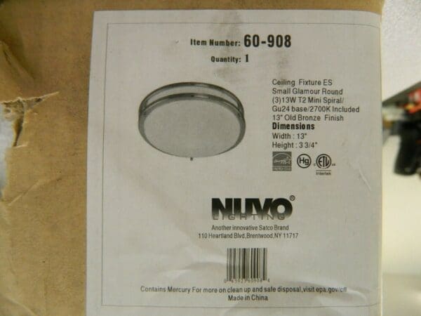 Nuvo Lighting Glamour 3 Light CFL 13" Flush Mount 13w GU24 Lamps 60-908