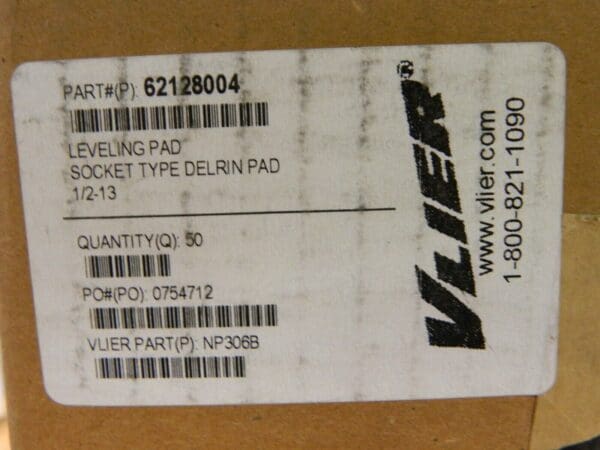 Vlier Leveling Pad 700 Lb 1/2-13 1-1/8" OAL Steel Stud Socket Type Qty 50 NP306B