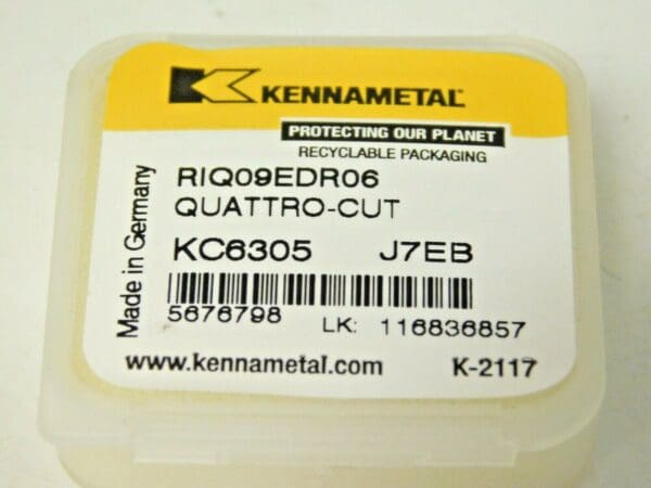 Kennametal Quattro-Cut Carbide Reaming Insert RIQ09EDR06 Grade KC6305 5676798