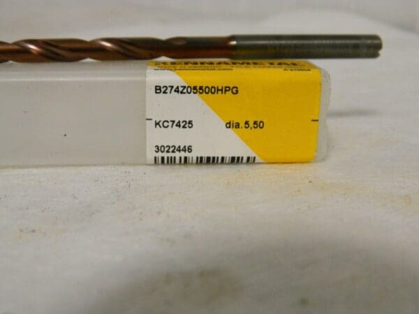 Kennametal Solid Carbide Extra Length Drill Bit 5.5mm 135° 2-Flute 3022446