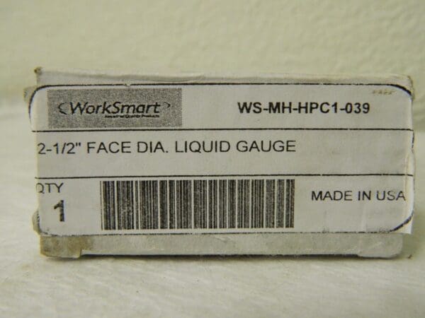 WorkSmart Pressure Liquid Gauge 2-1/2" 0 to 15,000 Scale Range WS-MH-HPC1-039