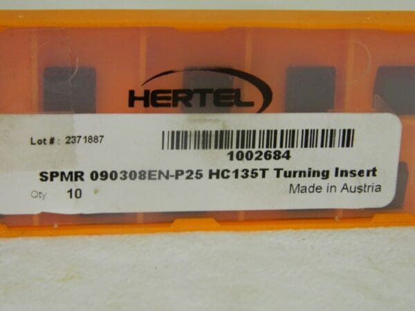 Hertel Carbide Turning Insert SPMR090308EN P25 HC135T QTY 10 1002684